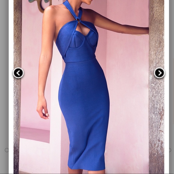 House of CB 'SAFFI' BLUE CUT OUT BANDAGE - Picture 4 of 6